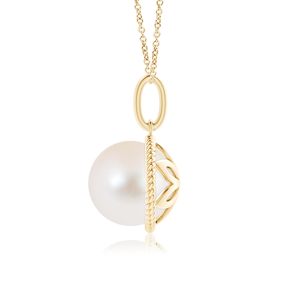 10mm AAA Solitaire Freshwater Pearl Pendant with Twisted Rope in Yellow Gold product image