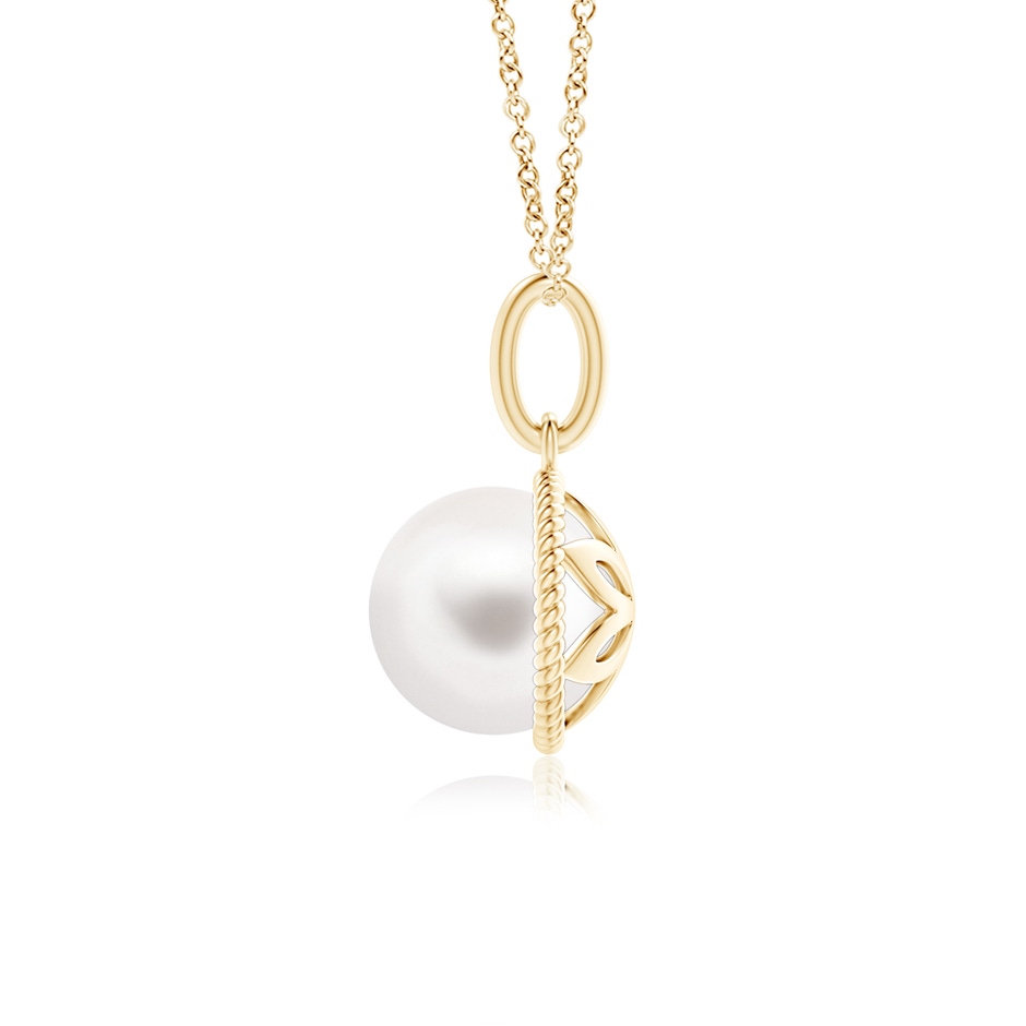 8mm AA Solitaire Freshwater Pearl Pendant with Twisted Rope in 9K Yellow Gold product image