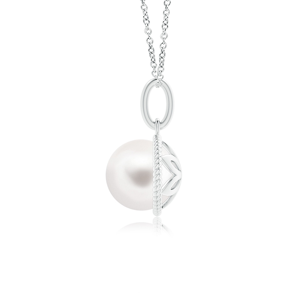 8mm AA Solitaire Freshwater Pearl Pendant with Twisted Rope in S999 Silver product image