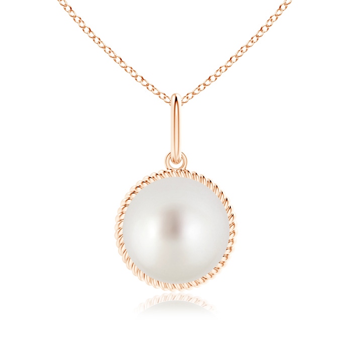10mm AAA Solitaire South Sea Pearl Pendant with Twisted Rope in Rose Gold 