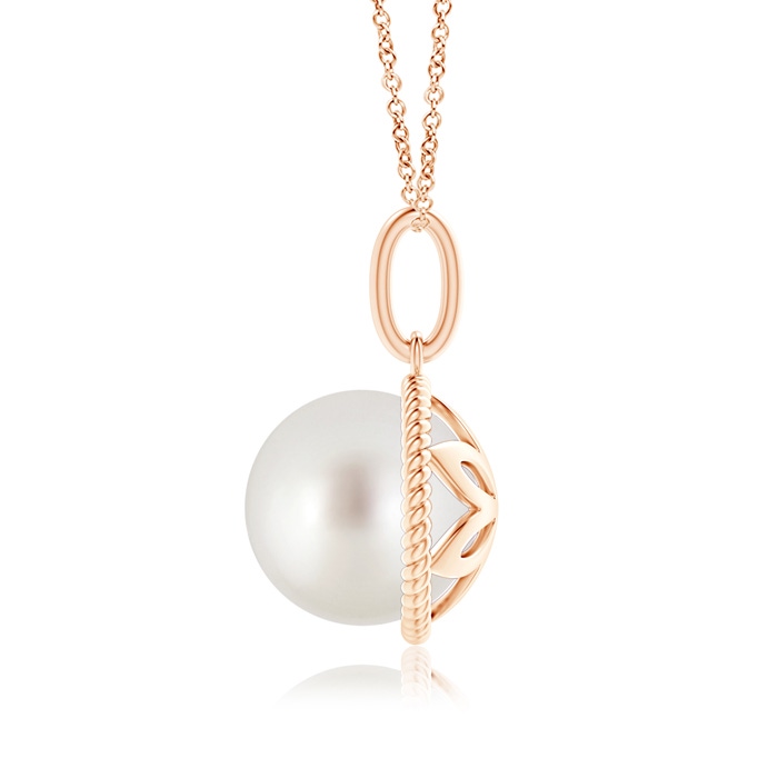 10mm AAA Solitaire South Sea Pearl Pendant with Twisted Rope in Rose Gold product image