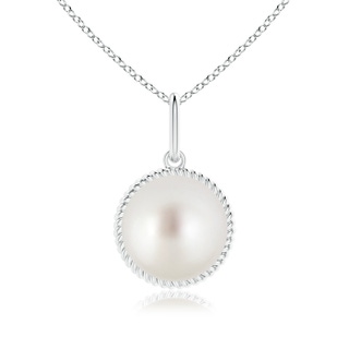 10mm AAA Solitaire South Sea Pearl Pendant with Twisted Rope in White Gold