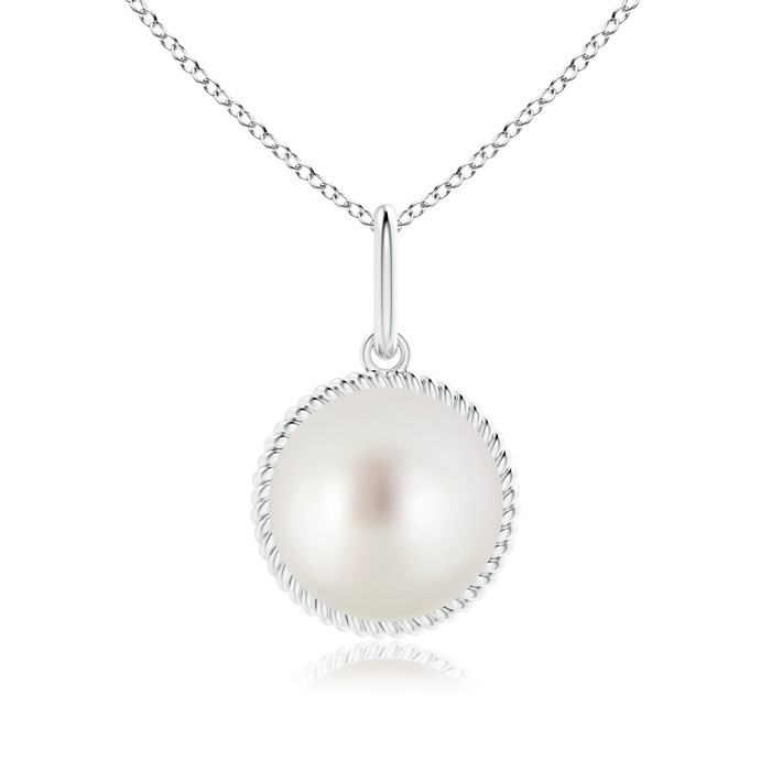 10mm AAA Solitaire South Sea Pearl Pendant with Twisted Rope in White Gold 