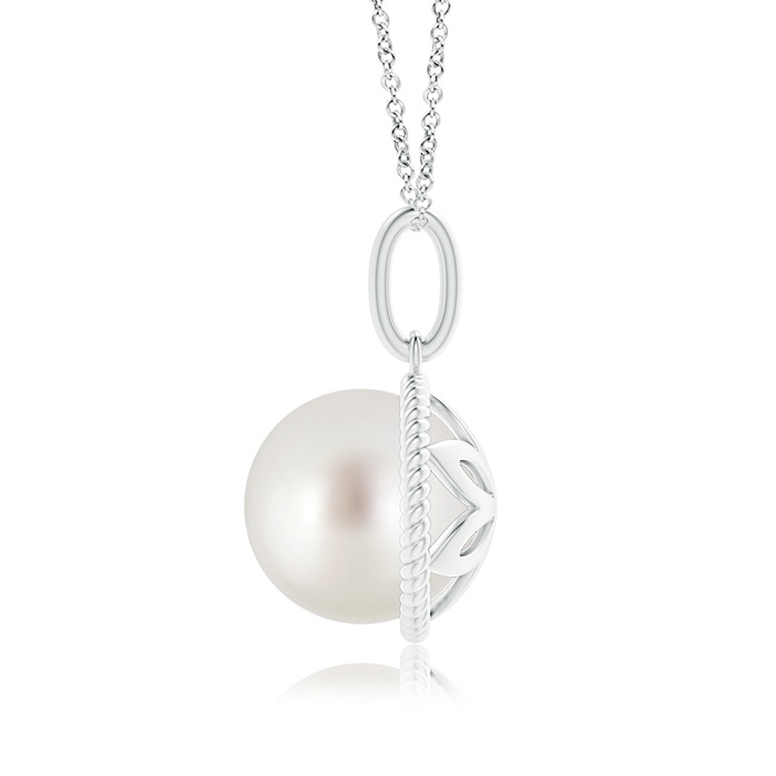 10mm AAA Solitaire South Sea Pearl Pendant with Twisted Rope in White Gold product image