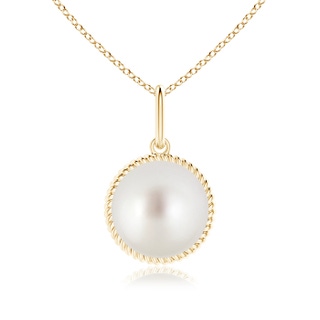 10mm AAA Solitaire South Sea Pearl Pendant with Twisted Rope in Yellow Gold