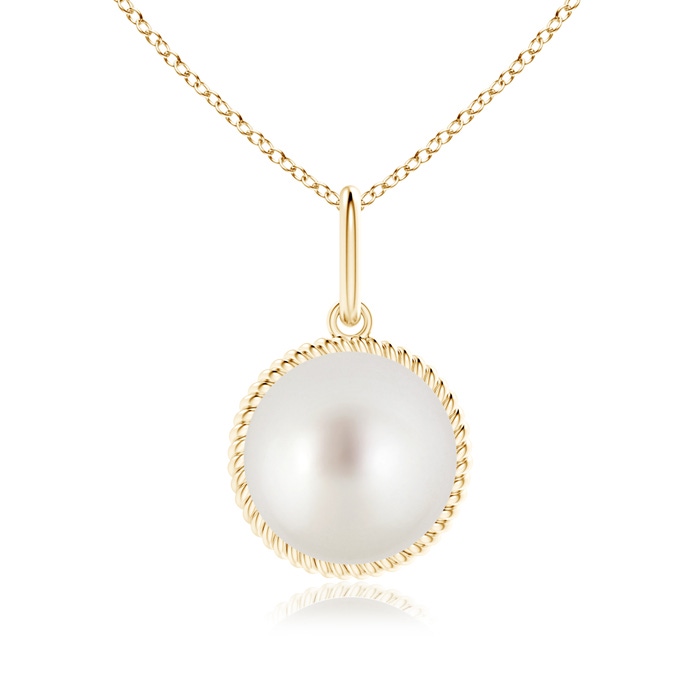 10mm AAA Solitaire South Sea Pearl Pendant with Twisted Rope in Yellow Gold 