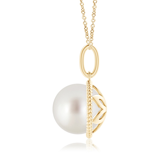 10mm AAA Solitaire South Sea Pearl Pendant with Twisted Rope in Yellow Gold product image