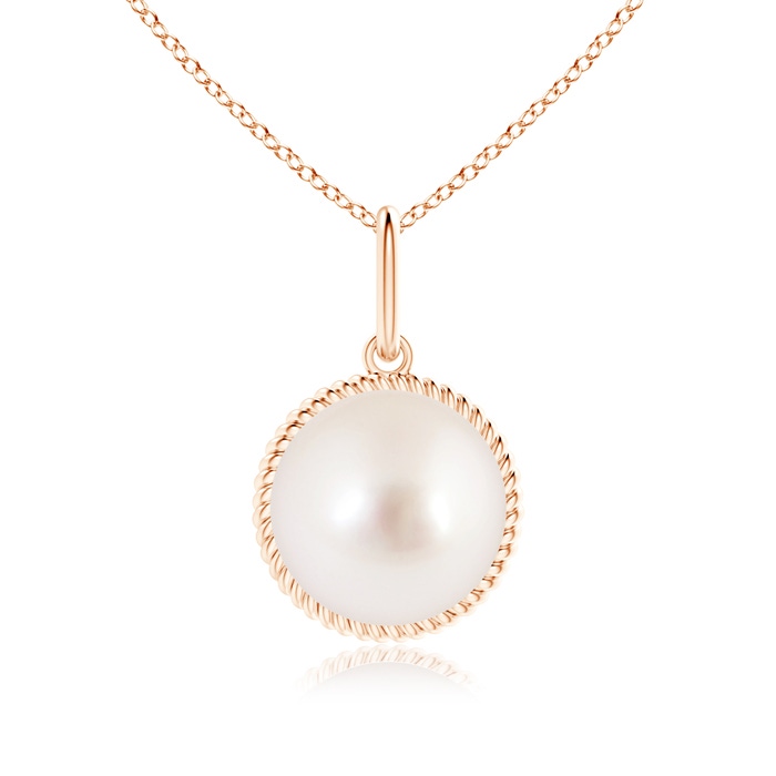 10mm AAAA Solitaire South Sea Pearl Pendant with Twisted Rope in Rose Gold