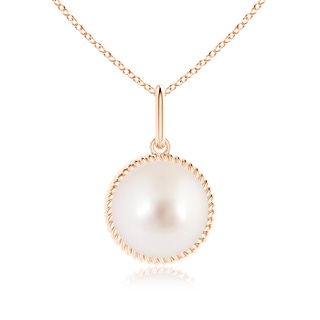 10mm AAAA Solitaire South Sea Pearl Pendant with Twisted Rope in Rose Gold