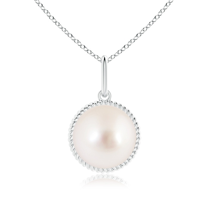 10mm AAAA Solitaire South Sea Pearl Pendant with Twisted Rope in White Gold