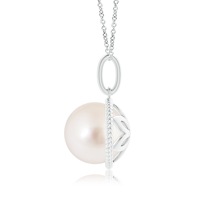 10mm AAAA Solitaire South Sea Pearl Pendant with Twisted Rope in White Gold product image