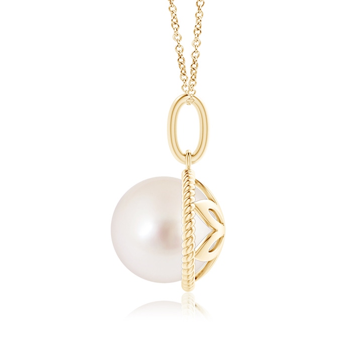 10mm AAAA Solitaire South Sea Pearl Pendant with Twisted Rope in Yellow Gold product image