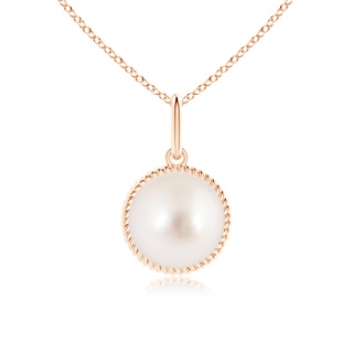 9mm AAAA Solitaire South Sea Pearl Pendant with Twisted Rope in Rose Gold