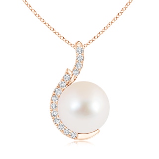 10mm AAA Freshwater Cultured Pearl Pendant with Diamond Accents in Rose Gold