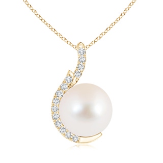 10mm AAA Freshwater Cultured Pearl Pendant with Diamond Accents in Yellow Gold