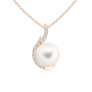 8mm AA Freshwater Cultured Pearl Pendant with Diamond Accents in Rose Gold