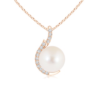 8mm AAA Freshwater Cultured Pearl Pendant with Diamond Accents in 9K Rose Gold