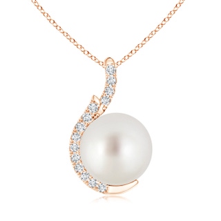 10mm AAA South Sea Cultured Pearl Pendant with Diamond Accents in Rose Gold