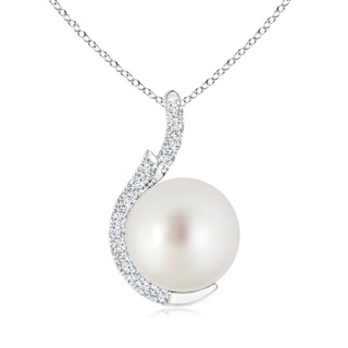 10mm AAA South Sea Cultured Pearl Pendant with Diamond Accents in White Gold