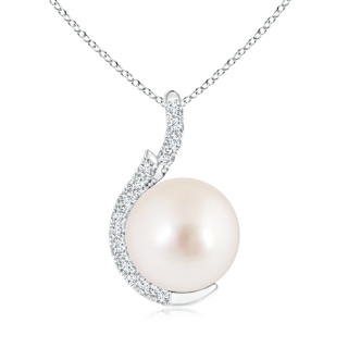 10mm AAAA South Sea Cultured Pearl Pendant with Diamond Accents in White Gold