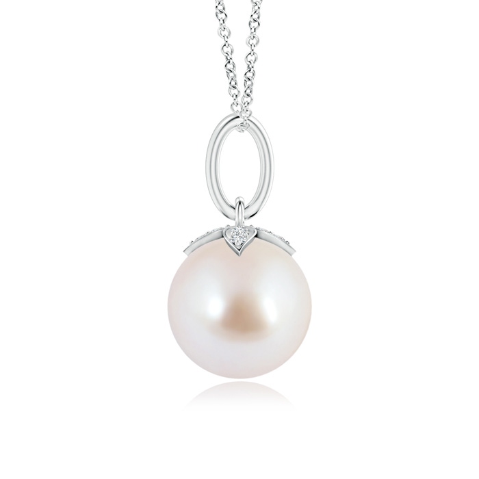 8mm AAA Japanese Akoya Pearl Drop Pendant with Diamonds in S999 Silver product image