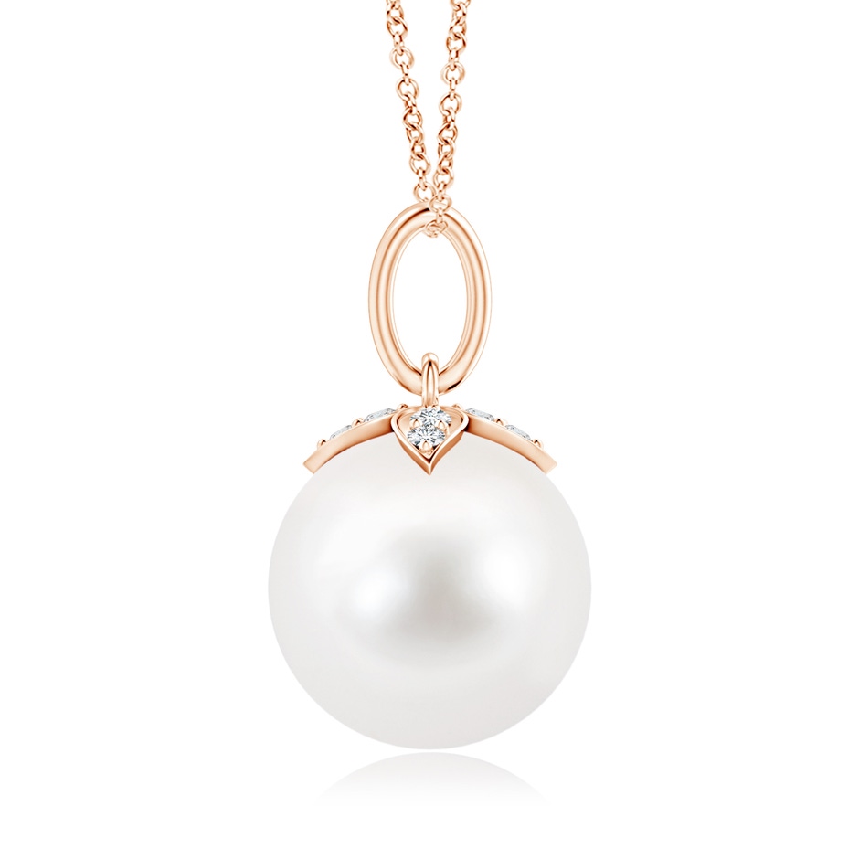 10mm AA Freshwater Pearl Drop Pendant with Diamonds in Rose Gold product image