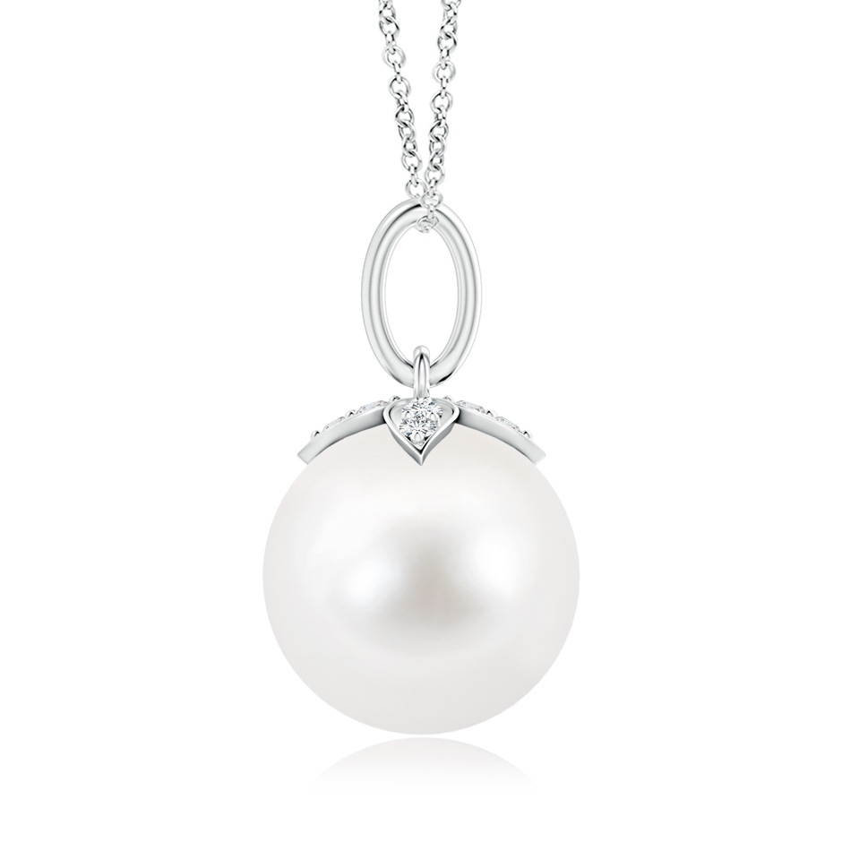 10mm AA Freshwater Pearl Drop Pendant with Diamonds in White Gold product image