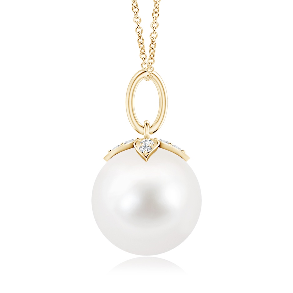 10mm AA Freshwater Pearl Drop Pendant with Diamonds in Yellow Gold product image