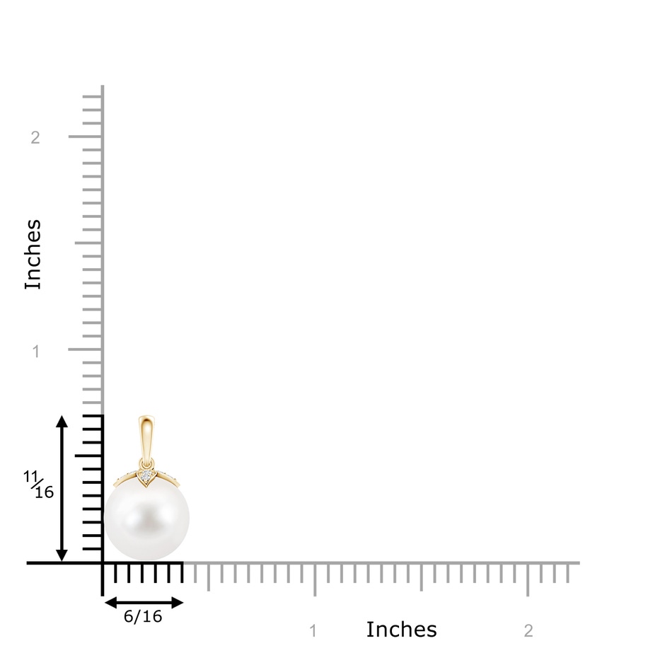 10mm AA Freshwater Pearl Drop Pendant with Diamonds in Yellow Gold product image