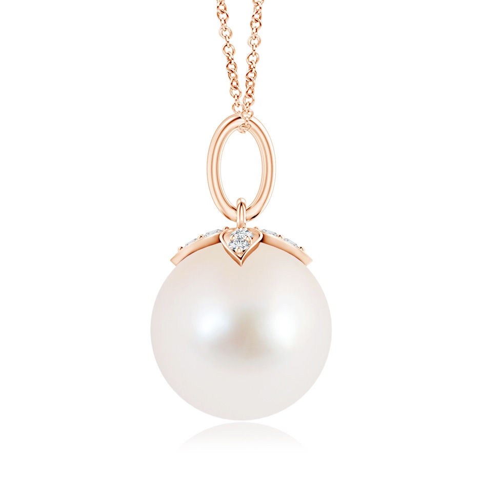 10mm AAA Freshwater Pearl Drop Pendant with Diamonds in Rose Gold product image