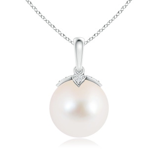 10mm AAA Freshwater Pearl Drop Pendant with Diamonds in White Gold