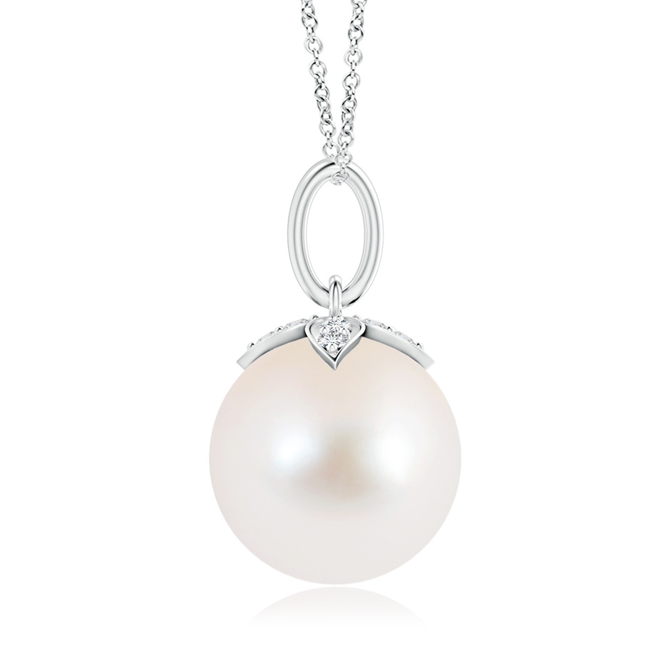 10mm AAA Freshwater Pearl Drop Pendant with Diamonds in White Gold product image