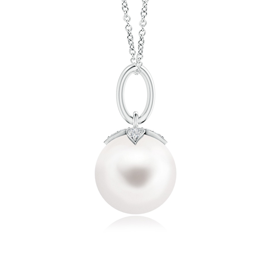 8mm AA Freshwater Pearl Drop Pendant with Diamonds in White Gold product image