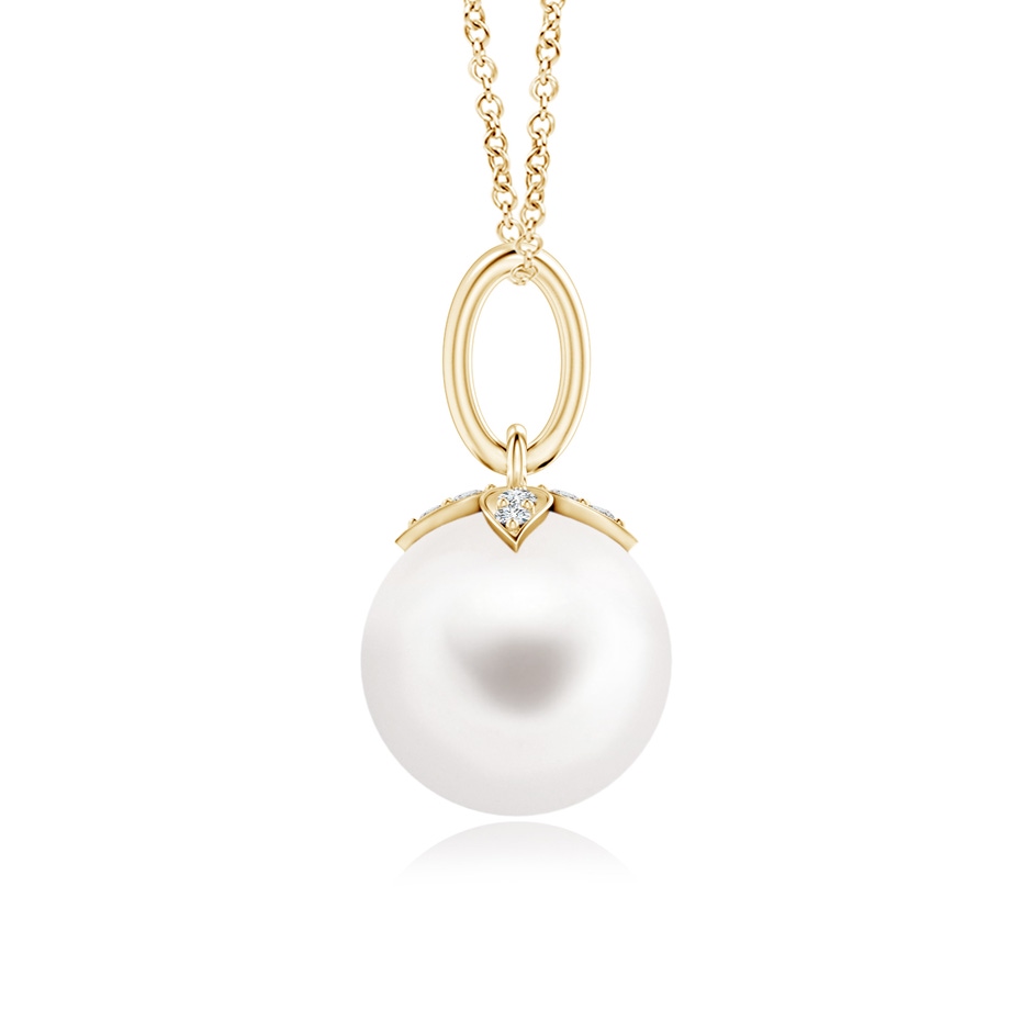 8mm AA Freshwater Pearl Drop Pendant with Diamonds in Yellow Gold product image
