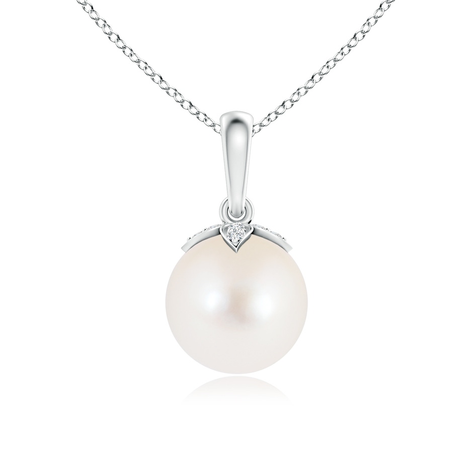 8mm AAA Freshwater Pearl Drop Pendant with Diamonds in S999 Silver 
