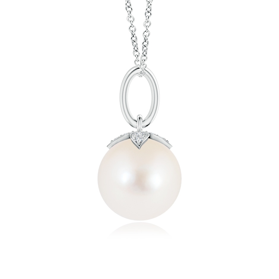 8mm AAA Freshwater Pearl Drop Pendant with Diamonds in S999 Silver product image