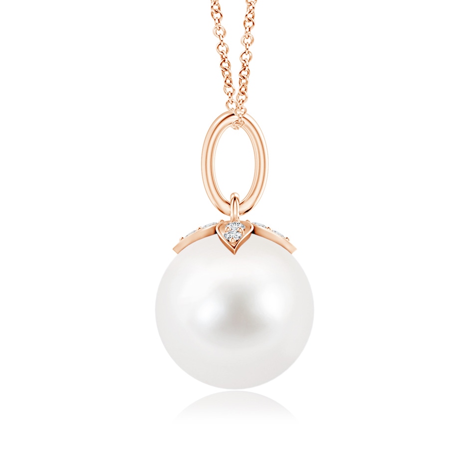 9mm AA Freshwater Pearl Drop Pendant with Diamonds in Rose Gold product image