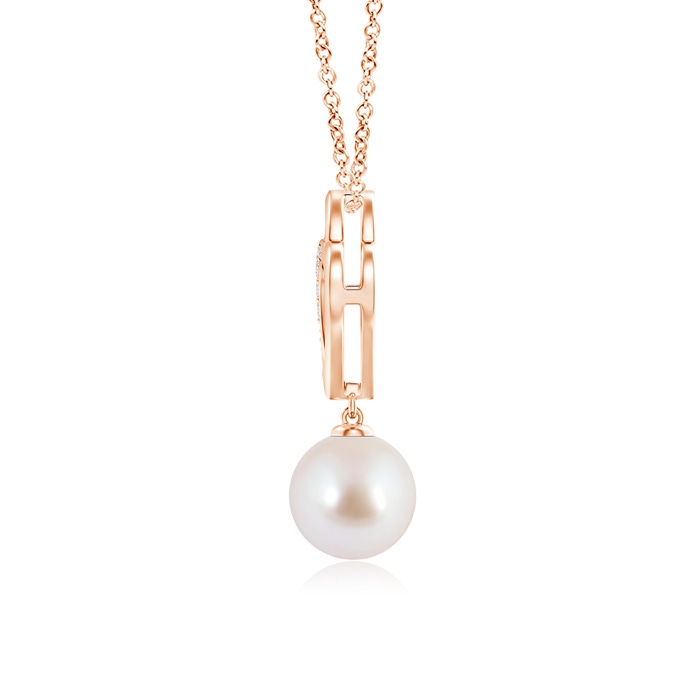 8mm AAA Akoya Cultured Pearl Entwined Heart Pendant in Rose Gold product image