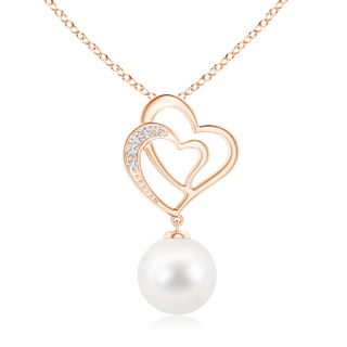 10mm AA Freshwater Pearl Entwined Heart Pendant in 9K Rose Gold