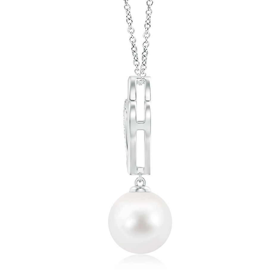 10mm AA Freshwater Pearl Entwined Heart Pendant in White Gold product image