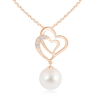 10mm AAA Freshwater Pearl Entwined Heart Pendant in 9K Rose Gold