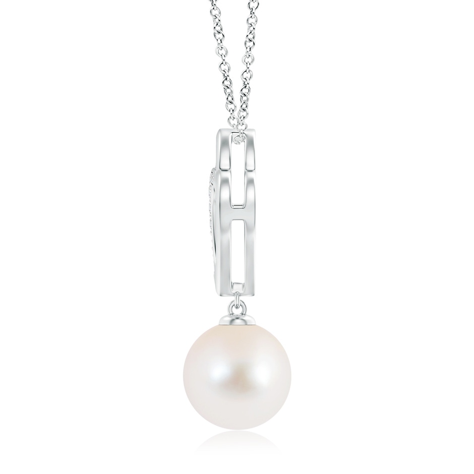 10mm AAA Freshwater Pearl Entwined Heart Pendant in White Gold product image