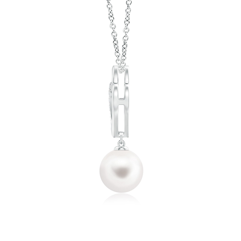 8mm AA Freshwater Pearl Entwined Heart Pendant in 10K White Gold product image