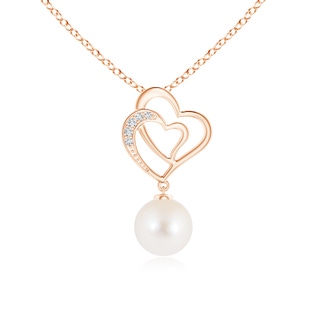8mm AAA Freshwater Pearl Entwined Heart Pendant in 9K Rose Gold