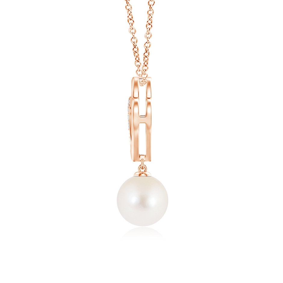8mm AAA Freshwater Pearl Entwined Heart Pendant in 9K Rose Gold product image