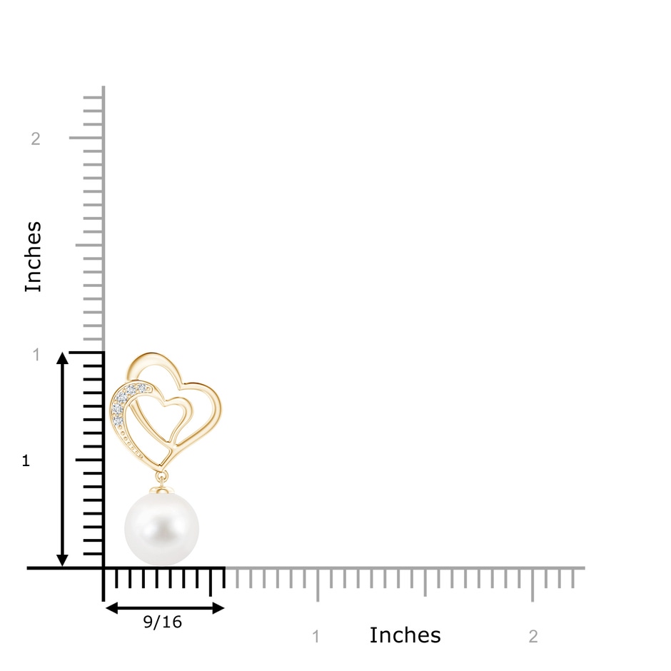 9mm AA Freshwater Pearl Entwined Heart Pendant in Yellow Gold product image