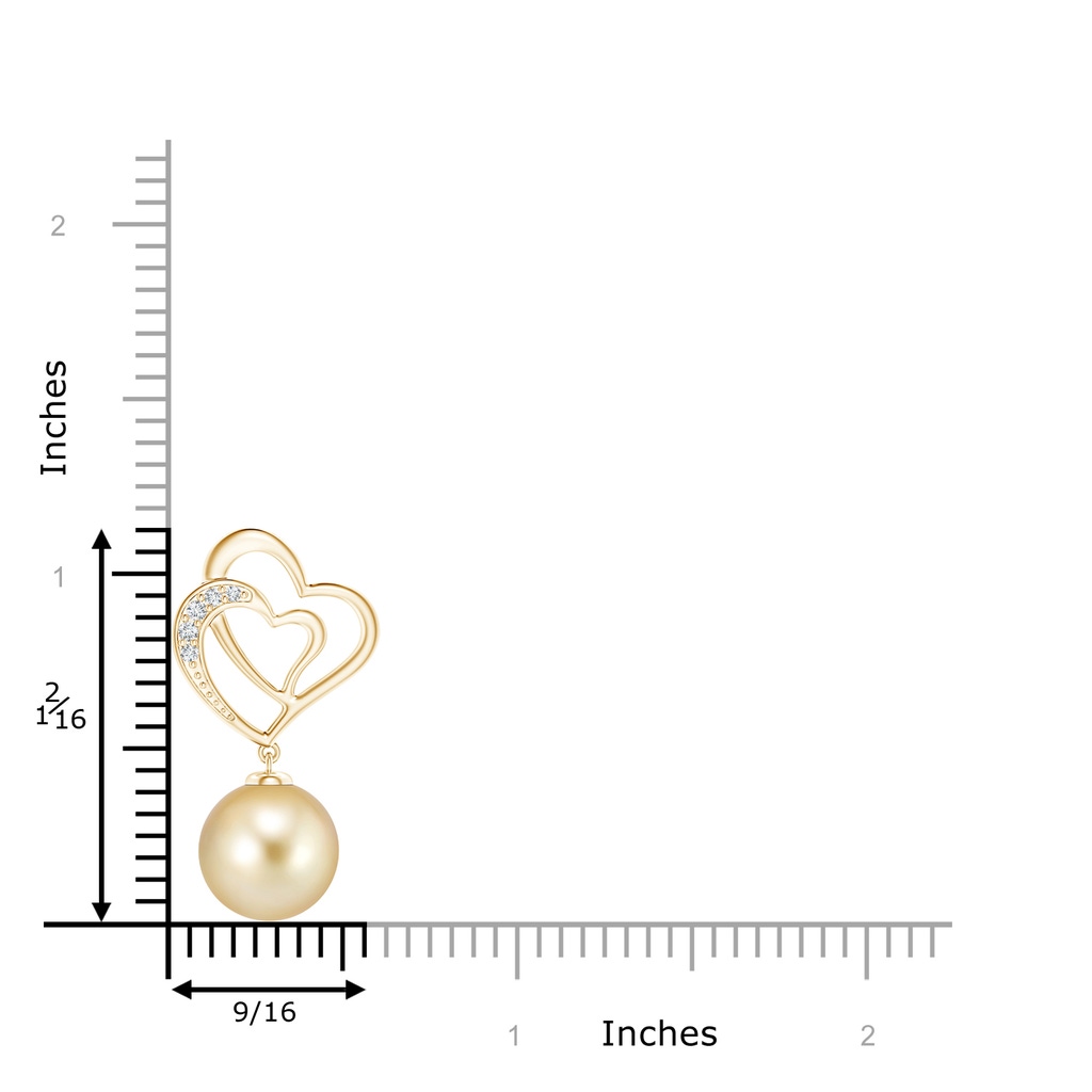10mm AAAA Golden South Sea Cultured Pearl Entwined Heart Pendant in Yellow Gold Product Image