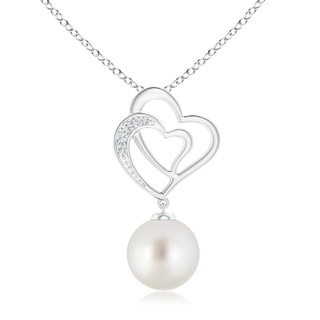 10mm AAA South Sea Pearl Entwined Heart Pendant in White Gold