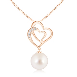 10mm AAAA South Sea Pearl Entwined Heart Pendant in Rose Gold