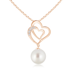 9mm AAA South Sea Pearl Entwined Heart Pendant in 10K Rose Gold